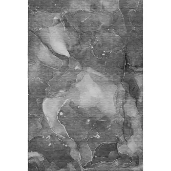 5' X 8' Gray And Ivory Abstract Washable Area Rug With UV Protection