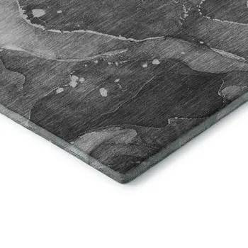 5' X 8' Gray And Ivory Abstract Washable Area Rug With UV Protection