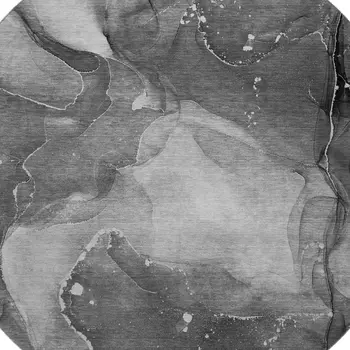 8' Gray And Ivory Abstract Washable Round Rug With UV Protection