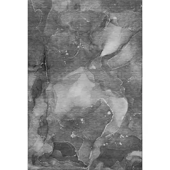 10' X 14' Gray And Ivory Abstract Washable Area Rug With UV Protection