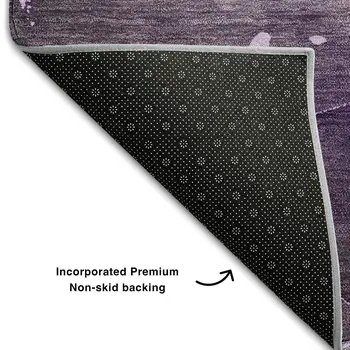 8' X 10' Purple Ivory And Gray Abstract Washable Area Rug With UV Protection