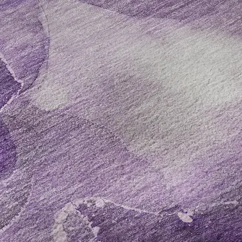 8' X 10' Purple Ivory And Gray Abstract Washable Area Rug With UV Protection