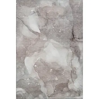 8' X 10' Taupe Ivory And Gray Abstract Washable Area Rug With UV Protection