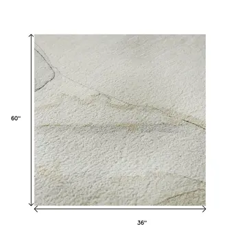 3' X 5' Beige And Ivory Abstract Washable Area Rug With UV Protection