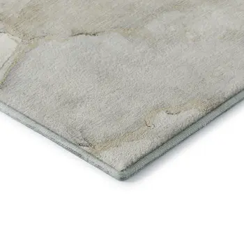 8' X 10' Beige And Ivory Abstract Washable Area Rug With UV Protection