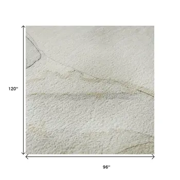8' X 10' Beige And Ivory Abstract Washable Area Rug With UV Protection