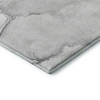 8' X 10' Silver And Gray Abstract Washable Area Rug With UV Protection