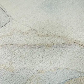 3' X 5' Sky Blue And Ivory Abstract Washable Area Rug With UV Protection