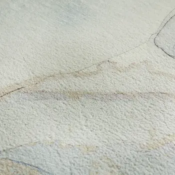 3' X 5' Sky Blue And Ivory Abstract Washable Area Rug With UV Protection