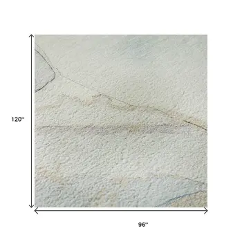 8' X 10' Sky Blue And Ivory Abstract Washable Area Rug With UV Protection