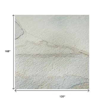 10' X 14' Sky Blue And Ivory Abstract Washable Area Rug With UV Protection