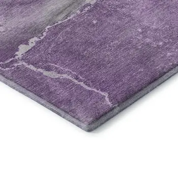 9' X 12' Lilac And Ivory Abstract Washable Area Rug With UV Protection