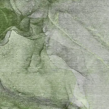 8' X 10' Olive Green And Ivory Abstract Washable Area Rug With UV Protection