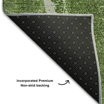 10' X 14' Olive Green And Ivory Abstract Washable Area Rug With UV Protection
