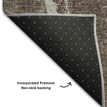 3' X 5' Taupe And Ivory Abstract Washable Area Rug With UV Protection