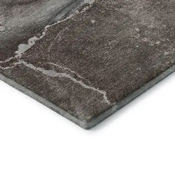 3' X 5' Taupe And Ivory Abstract Washable Area Rug With UV Protection