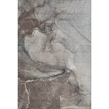 5' X 8' Taupe And Ivory Abstract Washable Area Rug With UV Protection