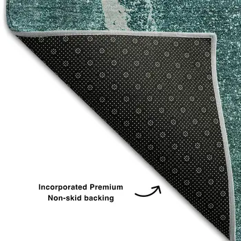 3' X 5' Teal Gray And Ivory Abstract Washable Area Rug With UV Protection