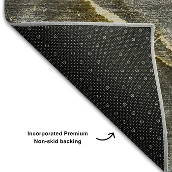 9' X 12' Gold And Gray Abstract Washable Area Rug With UV Protection
