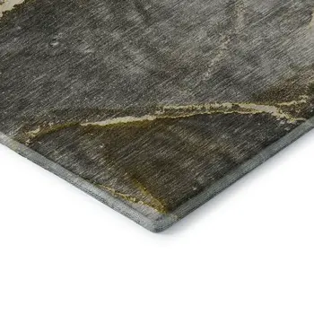 9' X 12' Gold And Gray Abstract Washable Area Rug With UV Protection