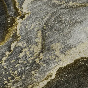 9' X 12' Gold And Gray Abstract Washable Area Rug With UV Protection