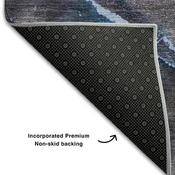 9' X 12' Navy Blue And Gray Abstract Washable Area Rug With UV Protection