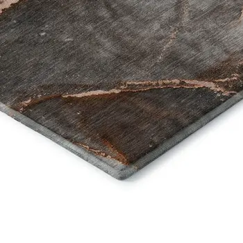 9' X 12' Peach And Gray Abstract Washable Area Rug With UV Protection