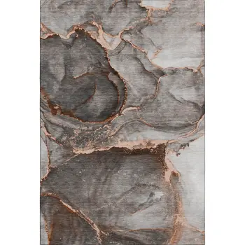 10' X 14' Peach And Gray Abstract Washable Area Rug With UV Protection