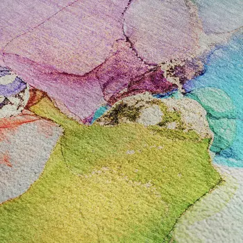 3' X 5' Blue Green And Purple Abstract Washable Area Rug With UV Protection
