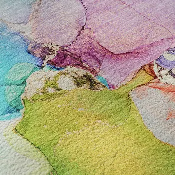 9' X 12' Blue Green And Purple Abstract Washable Area Rug With UV Protection