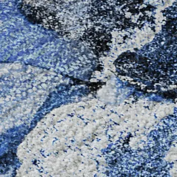 8' X 10' Navy Blue And Ivory Abstract Washable Area Rug With UV Protection