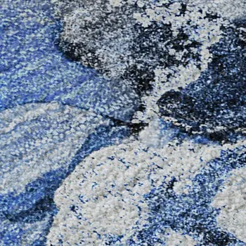 8' X 10' Navy Blue And Ivory Abstract Washable Area Rug With UV Protection