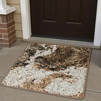 3' X 5' Rust And Ivory Abstract Washable Area Rug With UV Protection