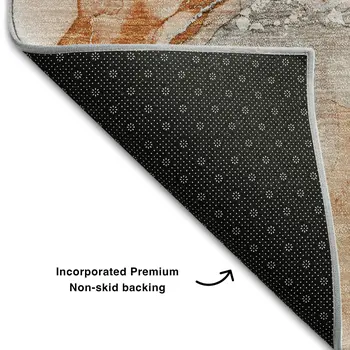 5' X 8' Rust And Ivory Abstract Washable Area Rug With UV Protection