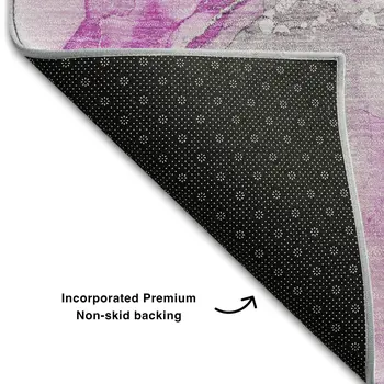 8' X 10' Pink And Ivory Abstract Washable Area Rug With UV Protection