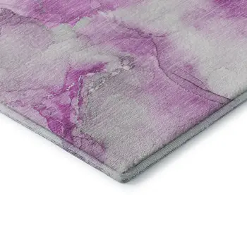 8' X 10' Pink And Ivory Abstract Washable Area Rug With UV Protection