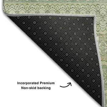 5' X 8' Fern Green And Ivory Striped Washable Area Rug With UV Protection