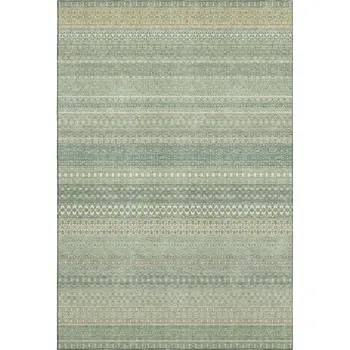 8' X 10' Fern Green And Ivory Striped Washable Area Rug With UV Protection