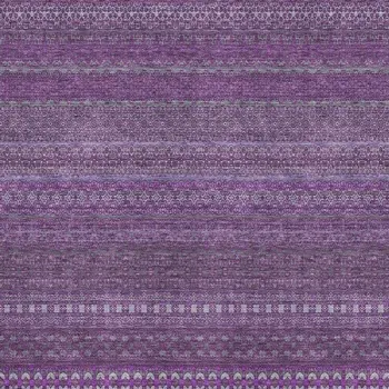 5' X 8' Eggplant And Ivory Striped Washable Area Rug With UV Protection