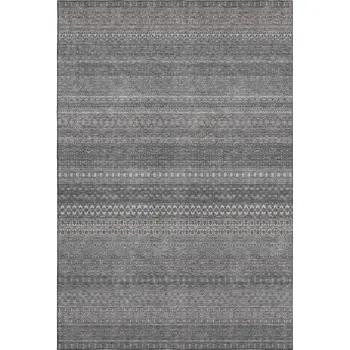 3' X 5' Gray And Ivory Striped Washable Area Rug With UV Protection
