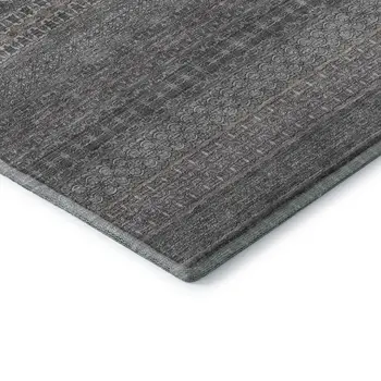 3' X 5' Gray And Ivory Striped Washable Area Rug With UV Protection