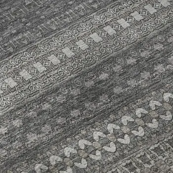 5' X 8' Gray And Ivory Striped Washable Area Rug With UV Protection