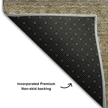 9' X 12' Khaki And Ivory Striped Washable Area Rug With UV Protection