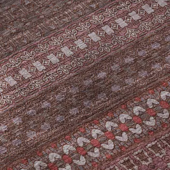 8' X 10' Merlot And Ivory Striped Washable Area Rug With UV Protection