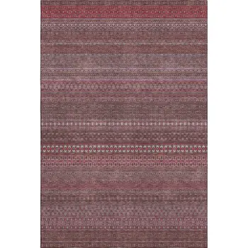 9' X 12' Merlot And Ivory Striped Washable Area Rug With UV Protection