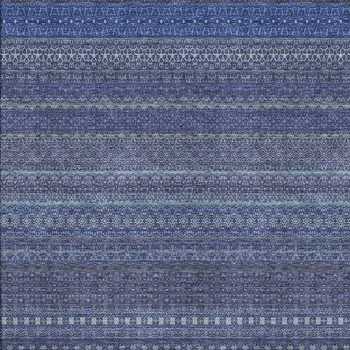 9' X 12' Navy Blue And Ivory Striped Washable Area Rug With UV Protection