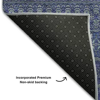 10' X 14' Navy Blue And Ivory Striped Washable Area Rug With UV Protection