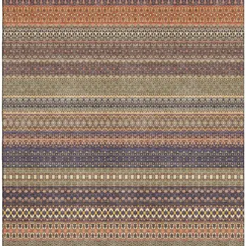 3' X 5' Rust And Purple Striped Washable Area Rug With UV Protection