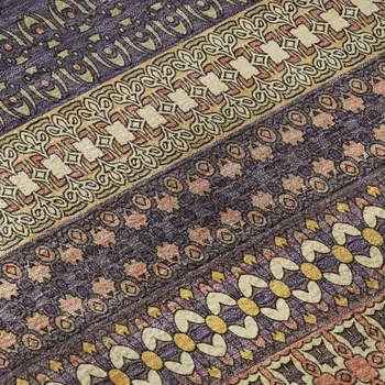10' X 14' Rust And Purple Striped Washable Area Rug With UV Protection