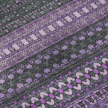 10' X 14' Purple And Ivory Striped Washable Area Rug With UV Protection
